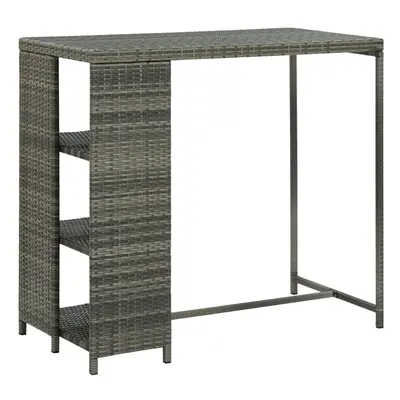 vidaXL Bar Table with Storage Rack Grey Poly Rattan Pub Bistro Counter Table