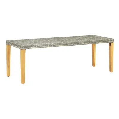 vidaXL Garden Bench Poly Rattan Grey with Oak 80cm Outdoor Garden Patio Bench