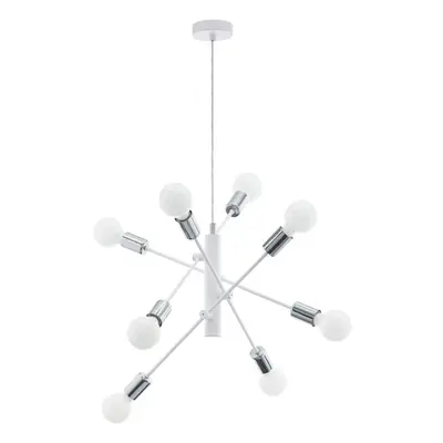 Pendant Ceiling Light Colour White Chrome Criss Cross Design Bulb E27 8x60W