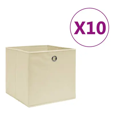 vidaXL 10x Storage Boxes Non-woven Fabric Cream Organiser Basket Container