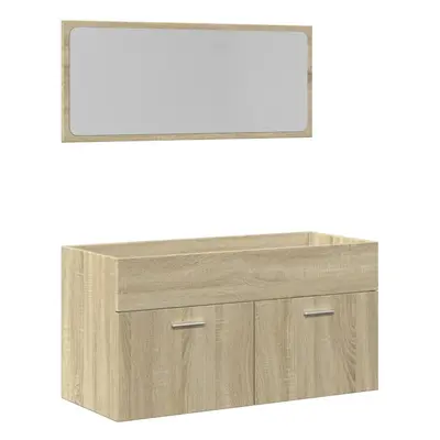 vidaXL Bathroom Furniture Set Piece Sink Cabinet Sonoma Oak Engineered Wood