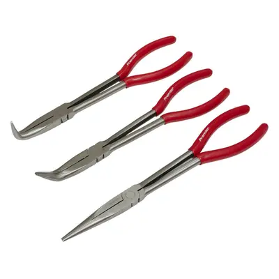 3 Piece 280mm Needle Nose Pliers Set - Straight & Angled Nose - Serrated Jaws