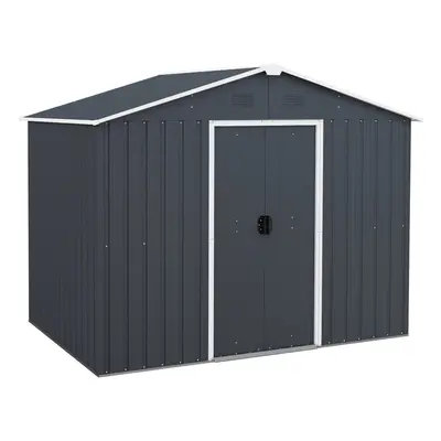 5.7FT x 7.7FT Outdoor Storage Shed Large Tool House w/ Sturdy Steel Base