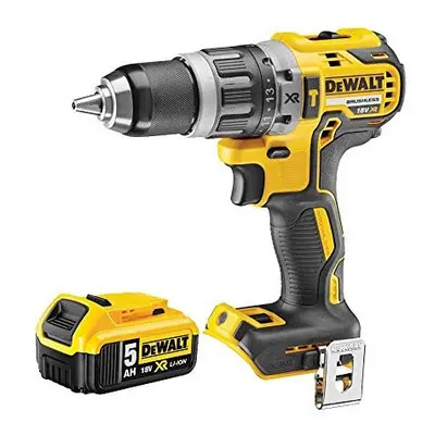 DEWALT DCD796N 18V XR Brushless Compact Combi Drill with x 5.0Ah Battery DCB184, V , Yellow