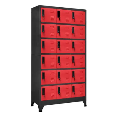 vidaXL Locker Cabinet Anthracite and Red Steel Storage Filling Sorting Cabinet