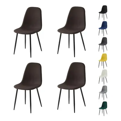 (SET OF 4, BROWN) 2/4/6Pcs Fabric Dining Chair with Metal Legs Bella