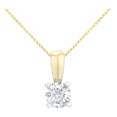 Jewelco London 18ct Yellow Gold Round 1/2ct Diamond Solitaire Pendant Necklace inch 46cm - PP0AX