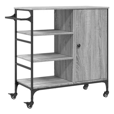 vidaXL Kitchen Trolley Rolling Cart Storage Cart Grey Sonoma Engineered Wood