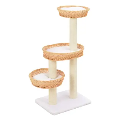 vidaXL Cat Tree with Sisal Scratching Post Natural Willow Wood Kitty Tower