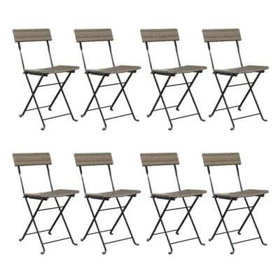 (grey, pcs) vidaXL Folding Bistro Chairs Poly Rattan and Steel Patio Outdoor Dining Chair