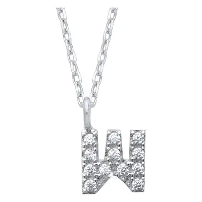 Jewelco London Ladies Rhodium Plated Sterling Silver Encrusted Mini Initial Pendant Necklace + i