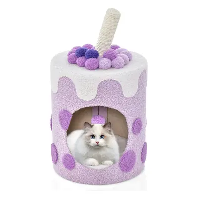 Bubble Tea Cat Tree Tower Cat Condo Furniture W/ Scratching Post Dangling Ball