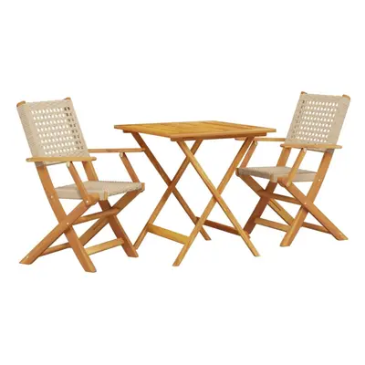 vidaXL Bistro Set Piece Outdoor Bar Set Beige Poly Rattan and Solid Wood