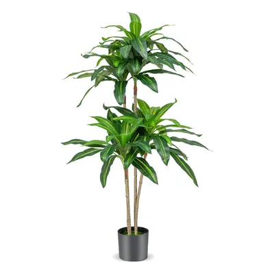 140cm Artificial Dracaena Plant Fake Tree w/92 Leaves & Cement Pot