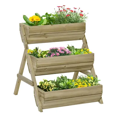 Outsunny Tier Raised Garden Bed Wooden Elevated Planter Box Kit, Green