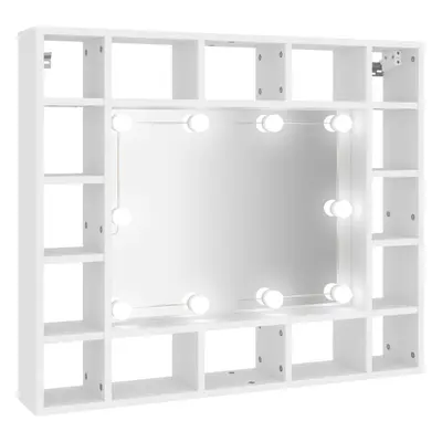 (White) vidaXL Mirror Cabinet with LED Cosmetic Mirror Cabinet Bedroom Storage Cabinet