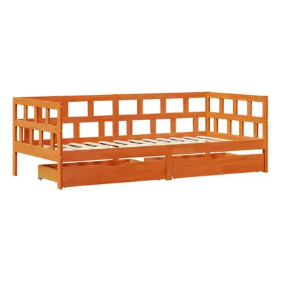 vidaXL Daybed with Drawers Sofa Bed Couch Wax Brown 90x200 cm Solid Wood Pine