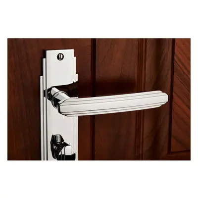 PAIR Line Detailed Handle on Bathroom Backplate x 45mm Polished Chrome