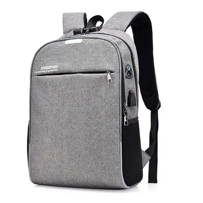 (Grey) 18L Backpack 16inch Laptop Bag USB Charging Headphone Jack Shoulder Bag Anti-theft Lumino