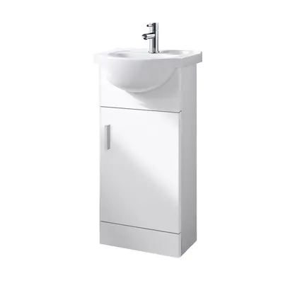 NRG 450mm Gloss White Cloakroom Basin Vanity Unit Sink Cabinet Bathroom Storage Furniture