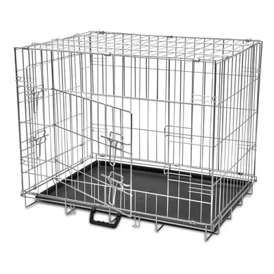 vidaXL Foldable Dog Bench Metal Pet Transport Travel Carrier Crate Cage