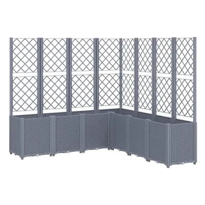 vidaXL Garden Planter with Trellis Outdoor Flower Pot Planter Pot Box Grey PP