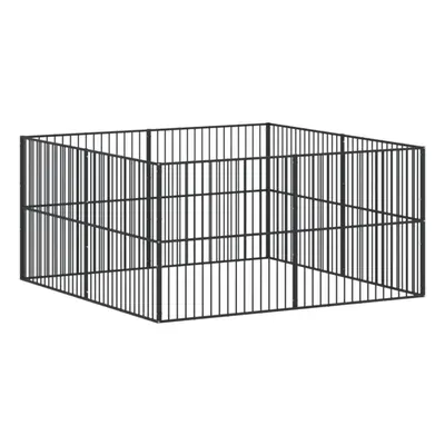 vidaXL Dog Playpen Panels Dog Kennel Pet Dog Crate Black Galvanised Steel