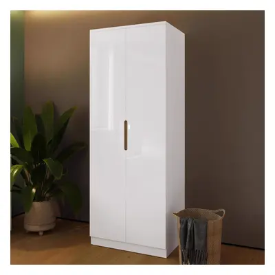 FWStyle Veloce Door Wardrobe White High Gloss Oak-Effect