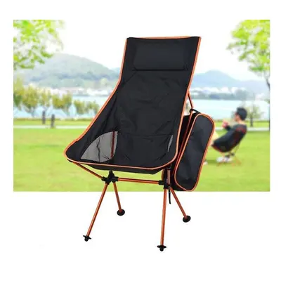 (Orange) Portable Collapsible Moon Chair Fishing Camping BBQ Stool Folding Extended Hiking Seat 