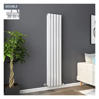 Lulea x 340mm White Double Rectangular Panel Vertical Radiator