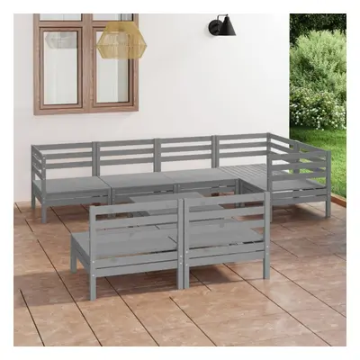 vidaXL Garden Lounge Set Wooden Outdoor Lounge Set Piece Solid Pinewood Grey