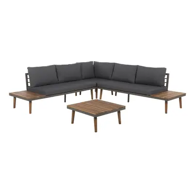 Garden Corner Sofa with Table Seater CORATO Acacia Wood Grey