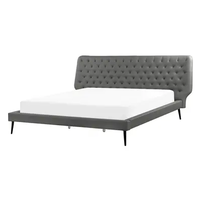 Bed ESSONNE x cm (EU King Size) Faux Leather Grey