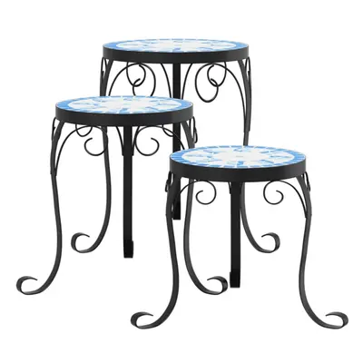 (blue) vidaXL Mosaic Tables Ceramic Tables Garden Balcony Plant Stand Flower Table