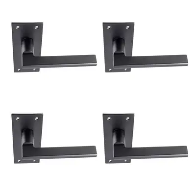 4x PAIR Straight Bar Handle on Slim Lock Backplate x 50mm Matt Black