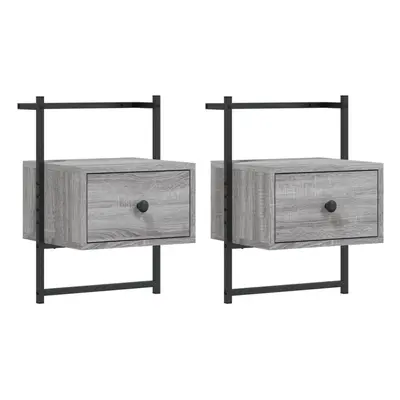 (grey sonoma, pcs) vidaXL Bedside Cabinets Wall-mounted Nightstand Bed Table Engineered Wood