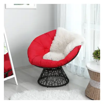 Papasan Chair Rattan Ergonomic Chair w/360-degree Swivel &Soft Cushion