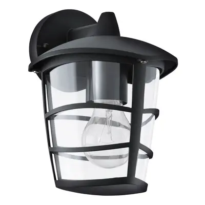 IP44 Outdoor Wall Light Black Modern Lantern x 60W E27 Bulb Porch Lamp