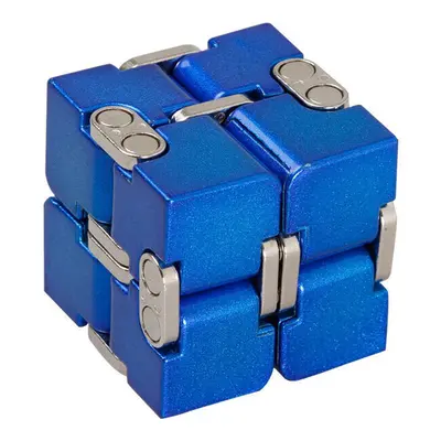 (Blue) Premium Aluminium Alloy Infinity Cube Deformation Magical Cube Fidget Toys EDC Stress Rel