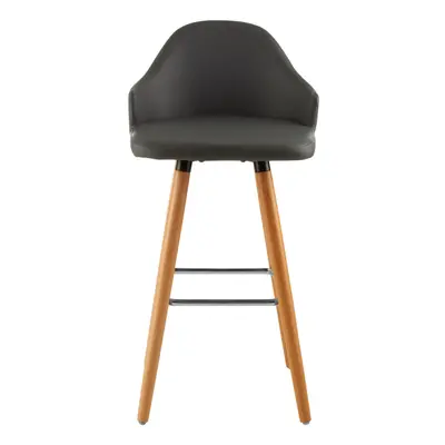 Grey Faux Leather Bar Stool, Comfortable Seating Leather Barseat, Leather Kitchen Bar Stool