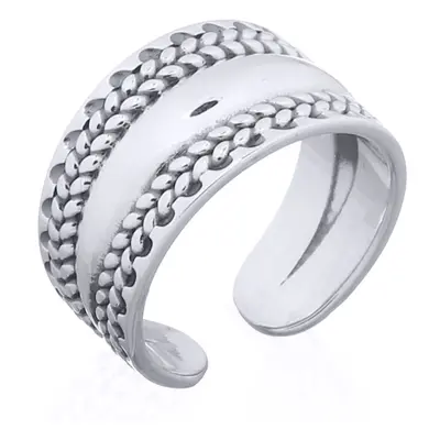 Jewelco London Rhodium Silver Wheat Olive Branch Toe Ring - ATR009