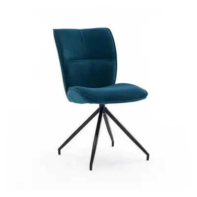 (Blue) DINA MODERN VELVET DINING CHAIR PADDED SEAT METAL LEG KITCHEN PCS (Grey)