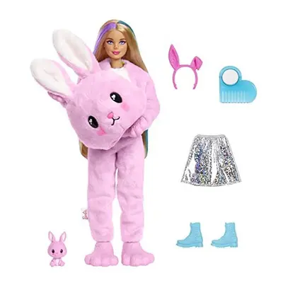 Barbie Doll, Cutie Reveal Bunny Plush Costume Doll with Surprises, Mini Pet, Color Change and Ac