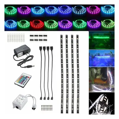 DC12V 4PCS 50CM Waterproof LED Strip Light RGB Outdoor Lamp + 24Keys Remote Control + Power Adap