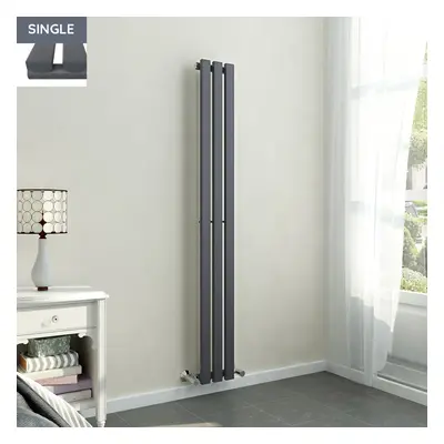 Lulea x 200mm Anthracite Single Rectangular Panel Vertical Radiator