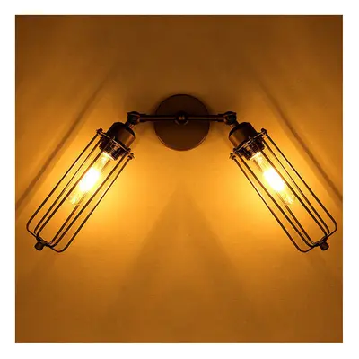 2 Heads Loft Iron Cages Wall Light Edison Country Style Lamp