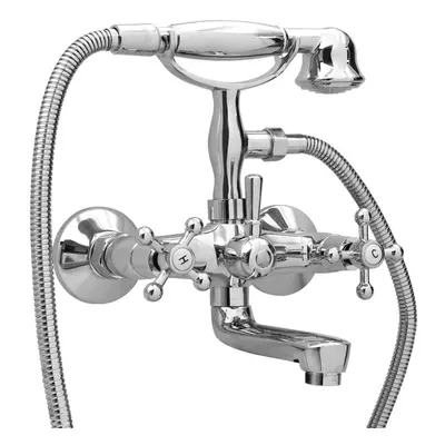 vidaXL 2-Handle Bathtub Faucet + Hand Shower Diverter Chrome Retro