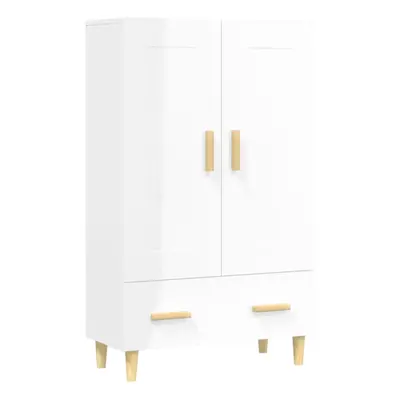 vidaXL Highboard High Gloss White Engineered Wood Sideboard Storage Cabinet