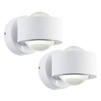 2 PACK IP44 Outdoor Wall Light White Aluminium Hoop Shade 2W LED Porch Lamp