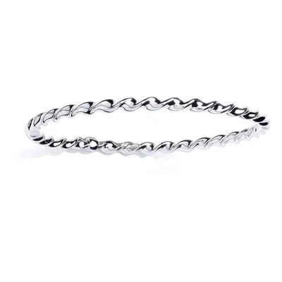 Jewelco London Ladies Platinum Plated Sterling Silver Candy Twisty Ribbon Slave Bangle Bracelet 